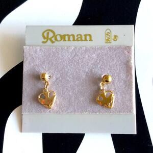 4 for $20 Roman Gold Heart Dangle Earrings